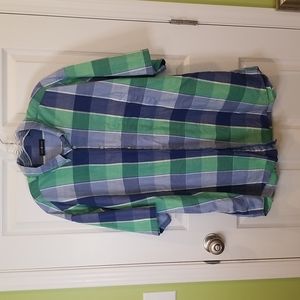 Cotton Traders Plaid Button Down Short Sleeve Shirt, 2XL